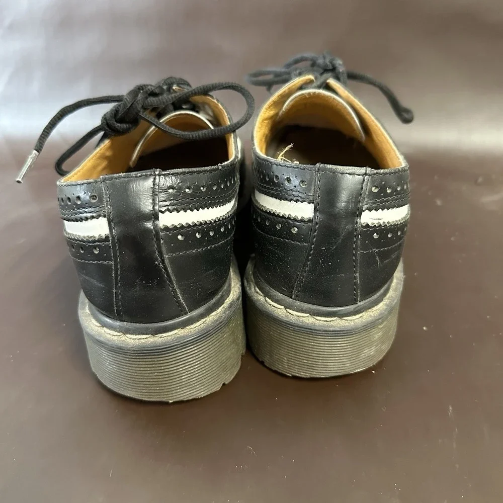 Vtg Dr Martens Shoes Mens‎ UK 8 Black and White WingTip Brogue 90s Y2k Chunky